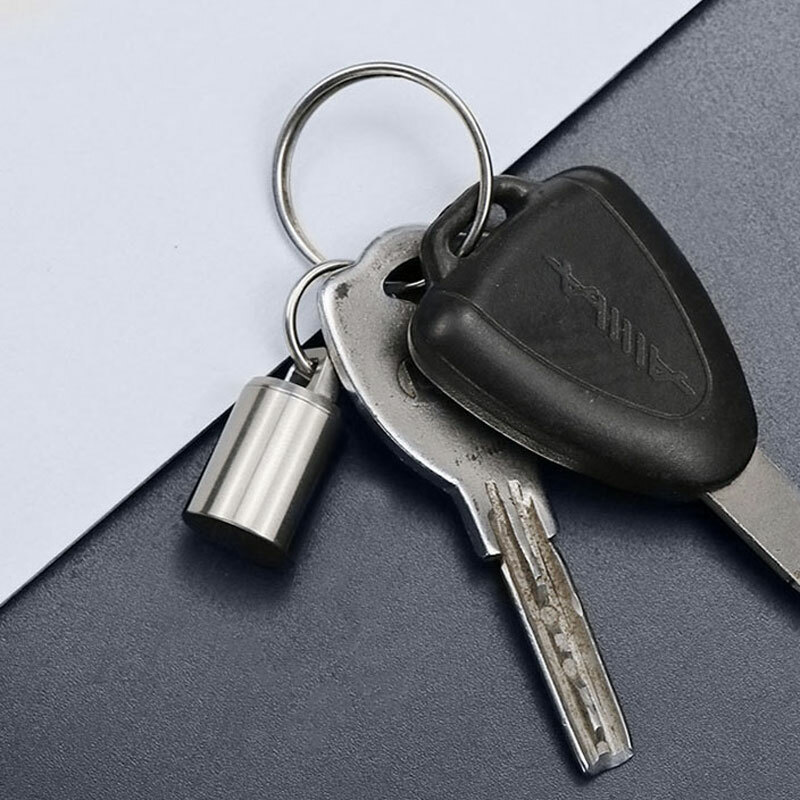 Mini Titanium Keychain Storage Box Pill Capsula Case Outdoor Portable EDC Tool