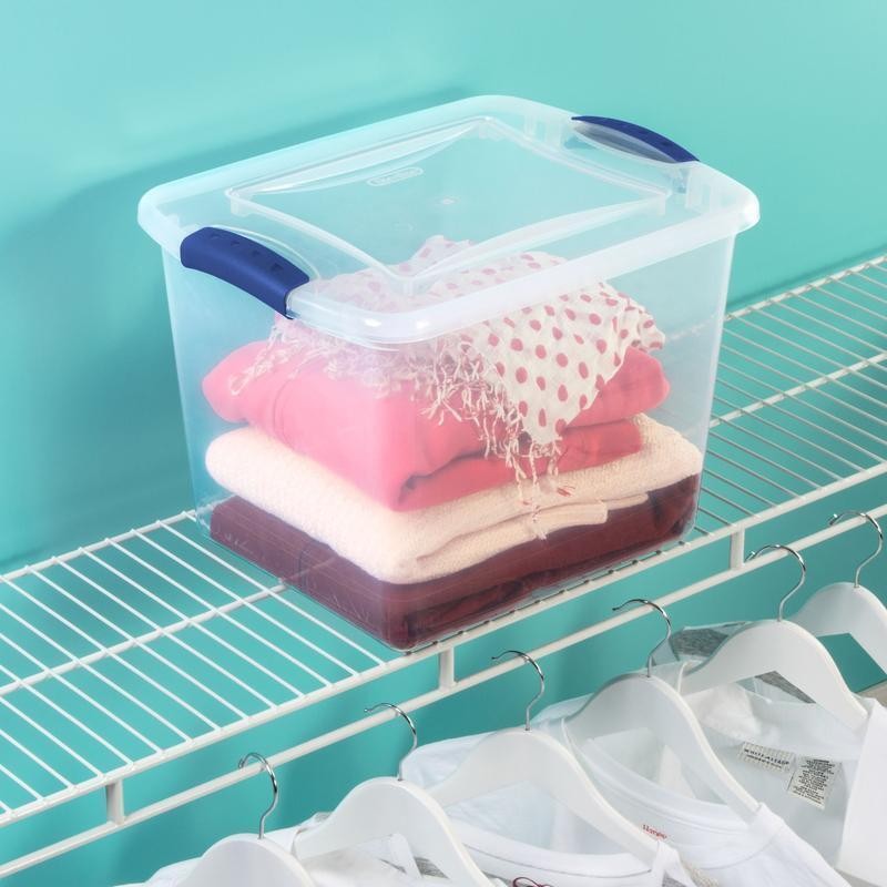 Clear Storage Latch Box 27 Quart Container Lightweight Stackable Bins Organizer