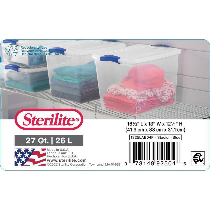 Clear Storage Latch Box 27 Quart Container Lightweight Stackable Bins Organizer