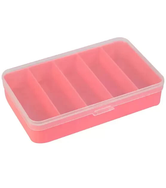 1- Storage Box Clear Top Pink Bottom 3.75&Prime;L x 3.5&Prime;W x 1.25&Prime;H Container New