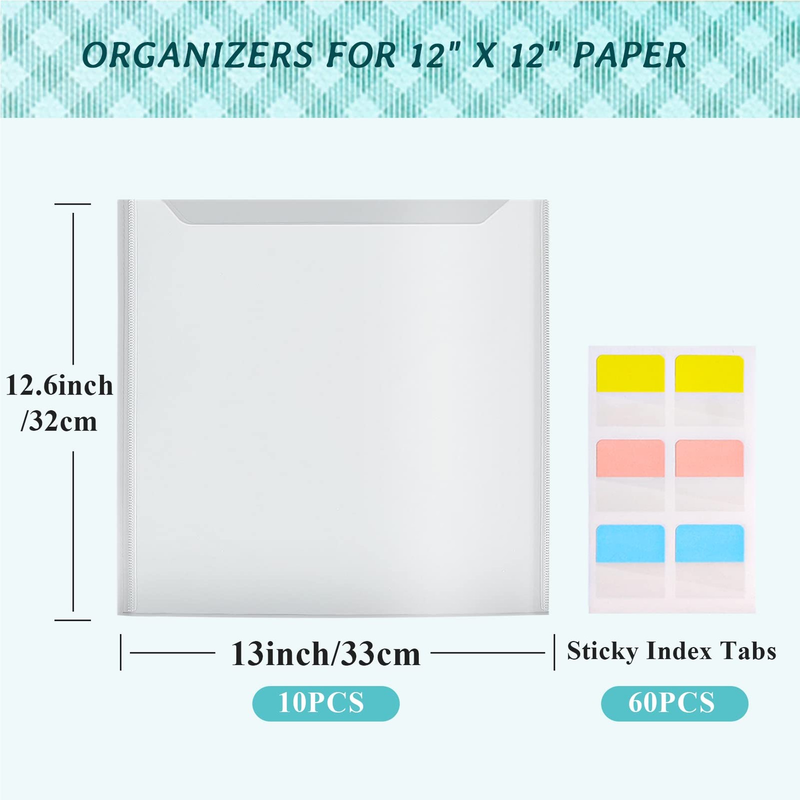 Scrapbook Paper Storage Organizer with 60 Sticky Index Tabs, 10 Pack Plastic …