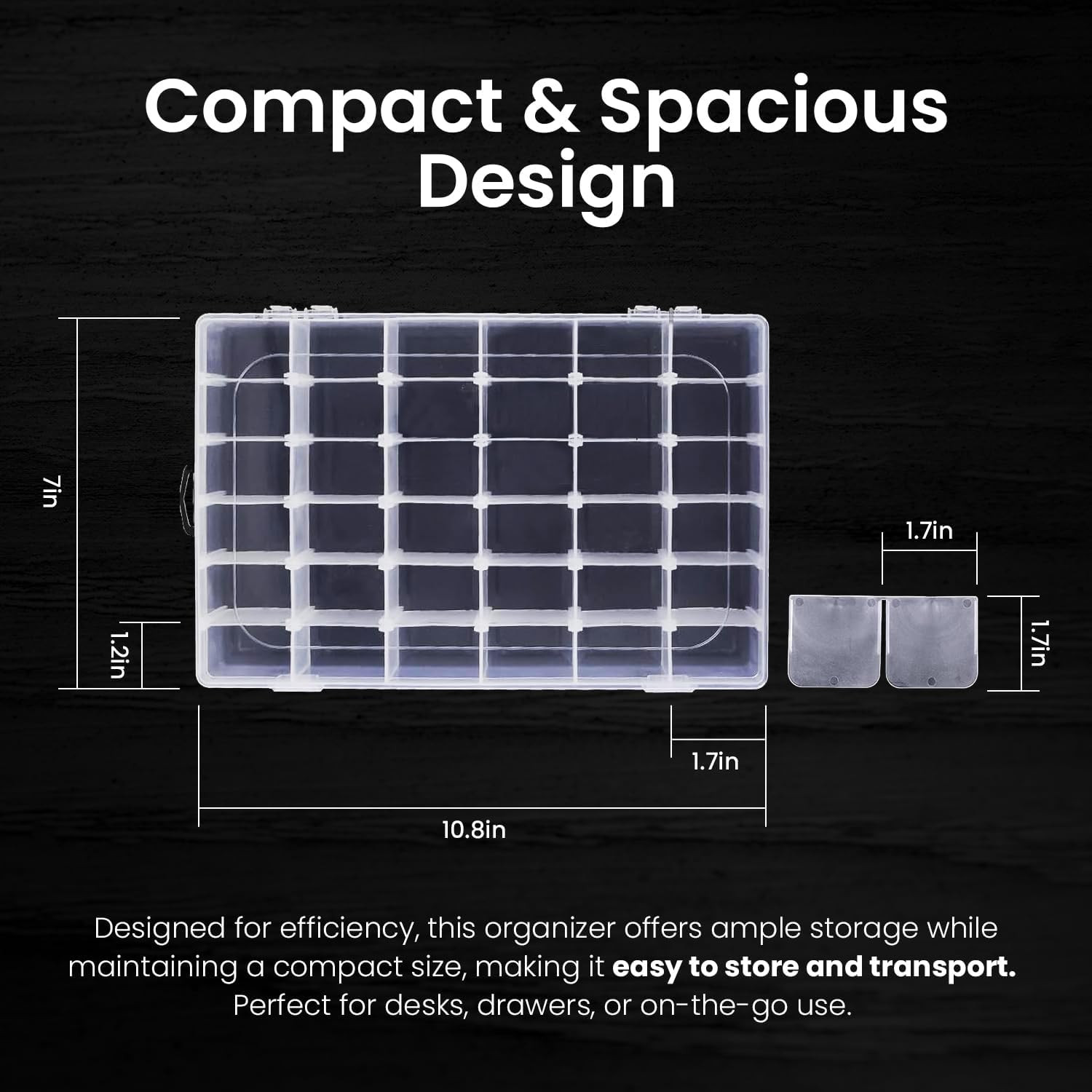 4Pack 36 Grids Plastic Clear Organizer Box Bead Storage Containers with Adjustab