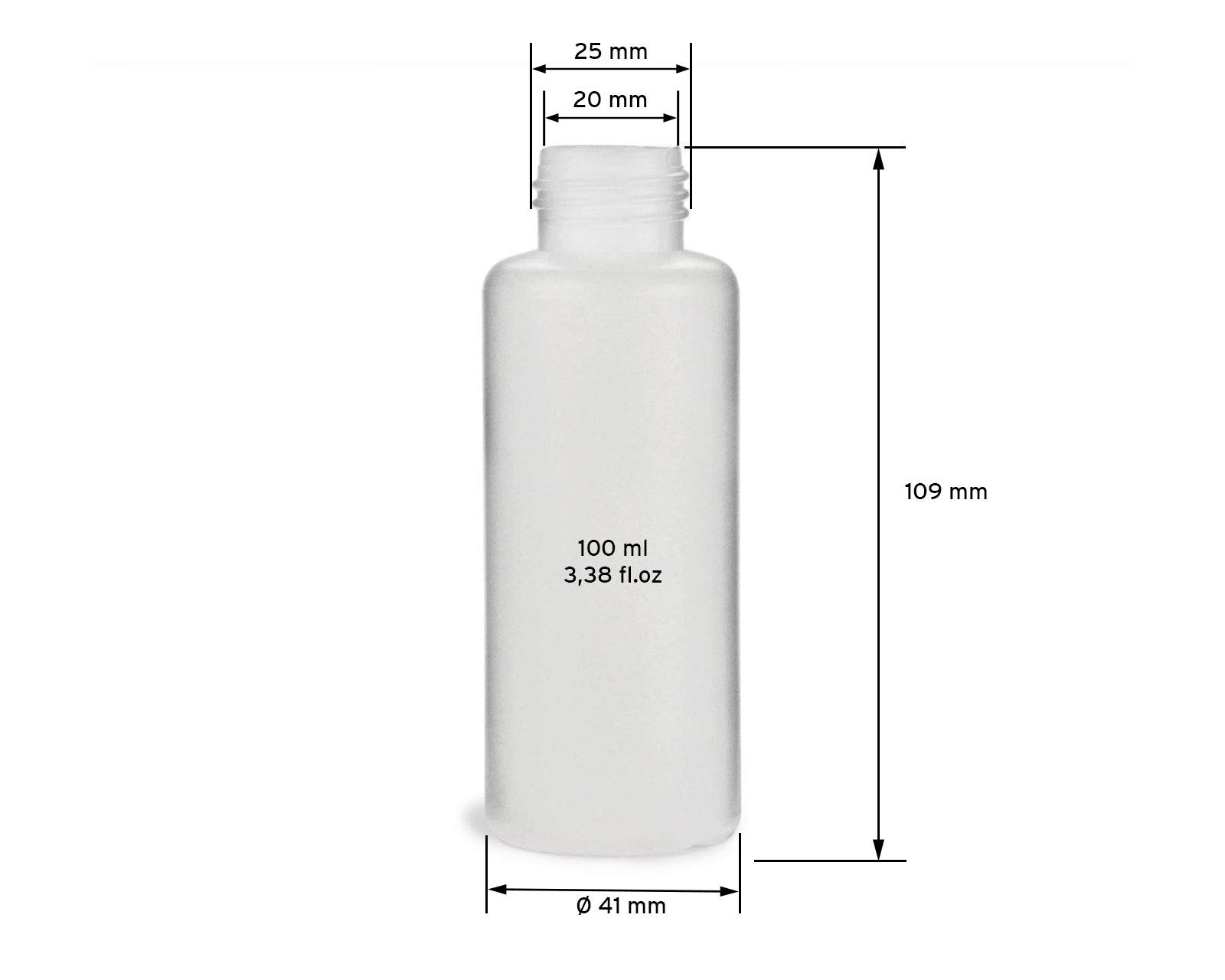 10x 100ml Plastic Bottles, Round Plastic Bottles made of HDPE, Empty, Thread Du…