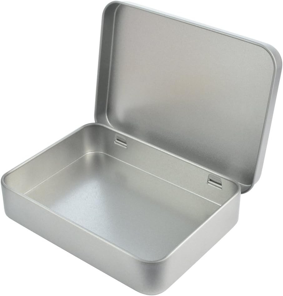12pcs Metal Rectangular Empty Hinged Tins Box Containers 4.5×3.3×0.9 in, Mini Po