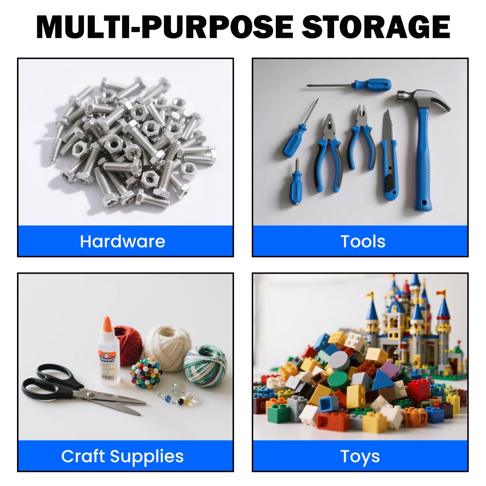 Wall Mounted Plastic Storage Bins – Hanging Organizer for Garage Tools & Hardwar