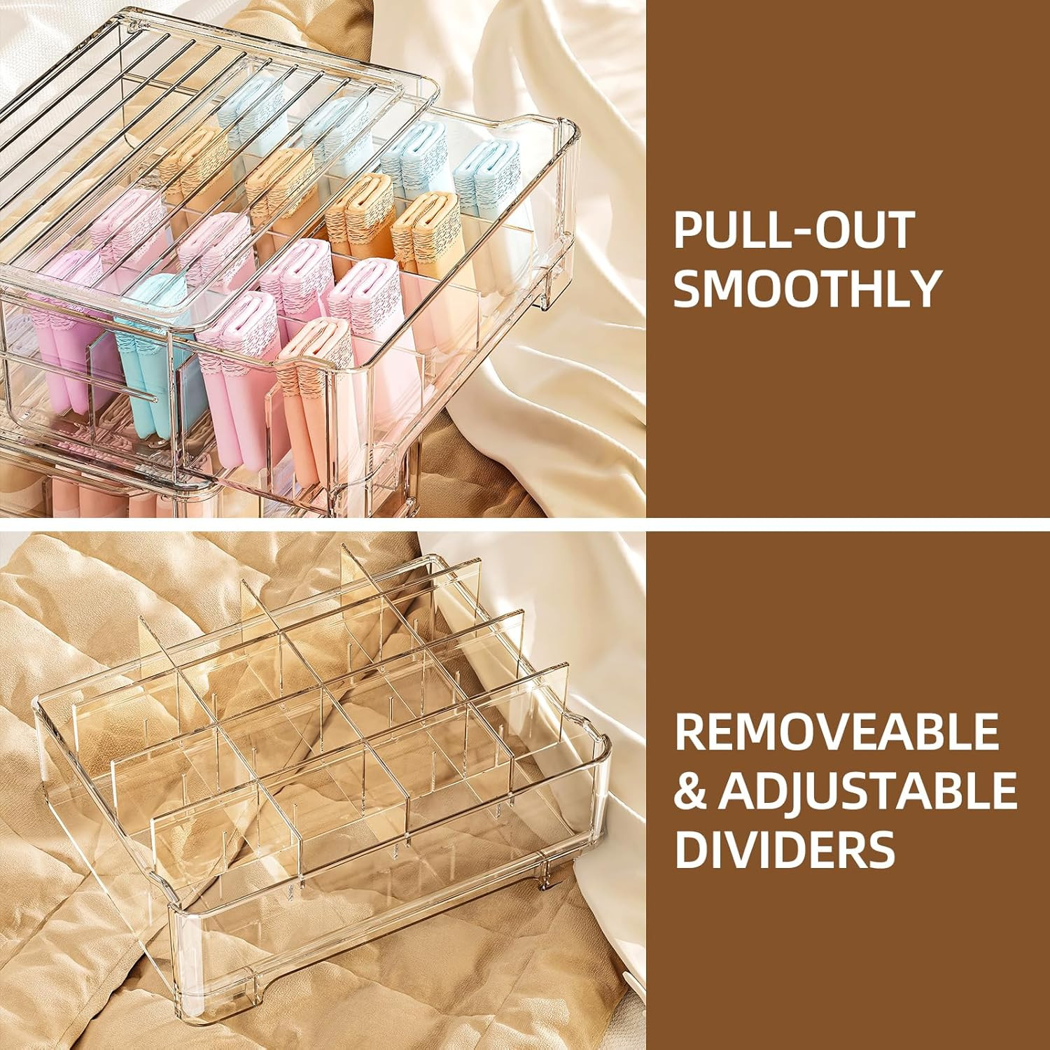 Stackable Clear Bra Organizer for Closet – Versatile Drawer Storage Solution