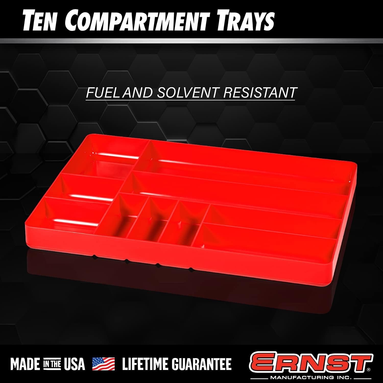 Red 10 Compartment Organizer Durable Low Profile Toolbox Drawer Storage Tray