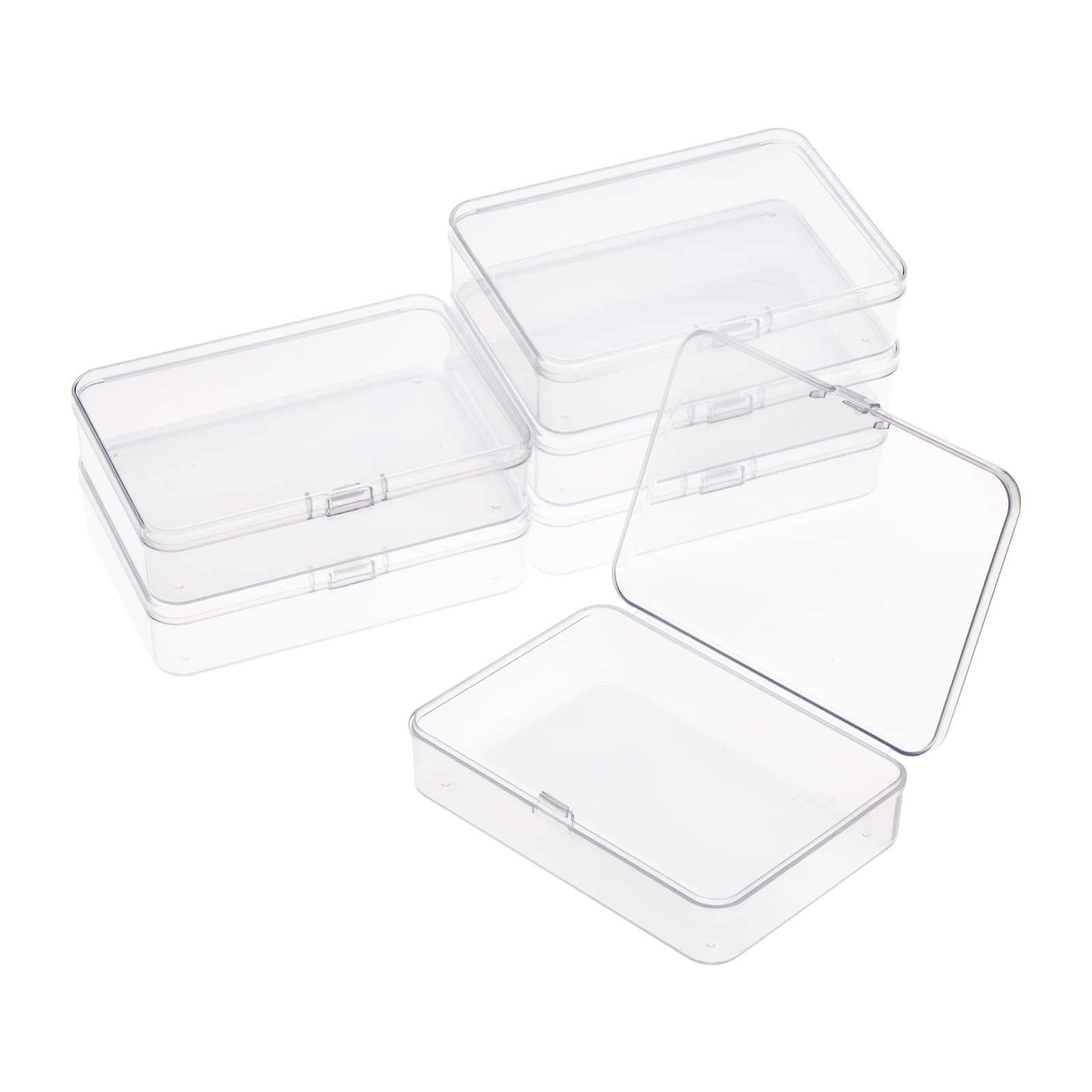 6 Packs Rectangle Small Clear Plastic Storage Containers Box Case with Hinged…