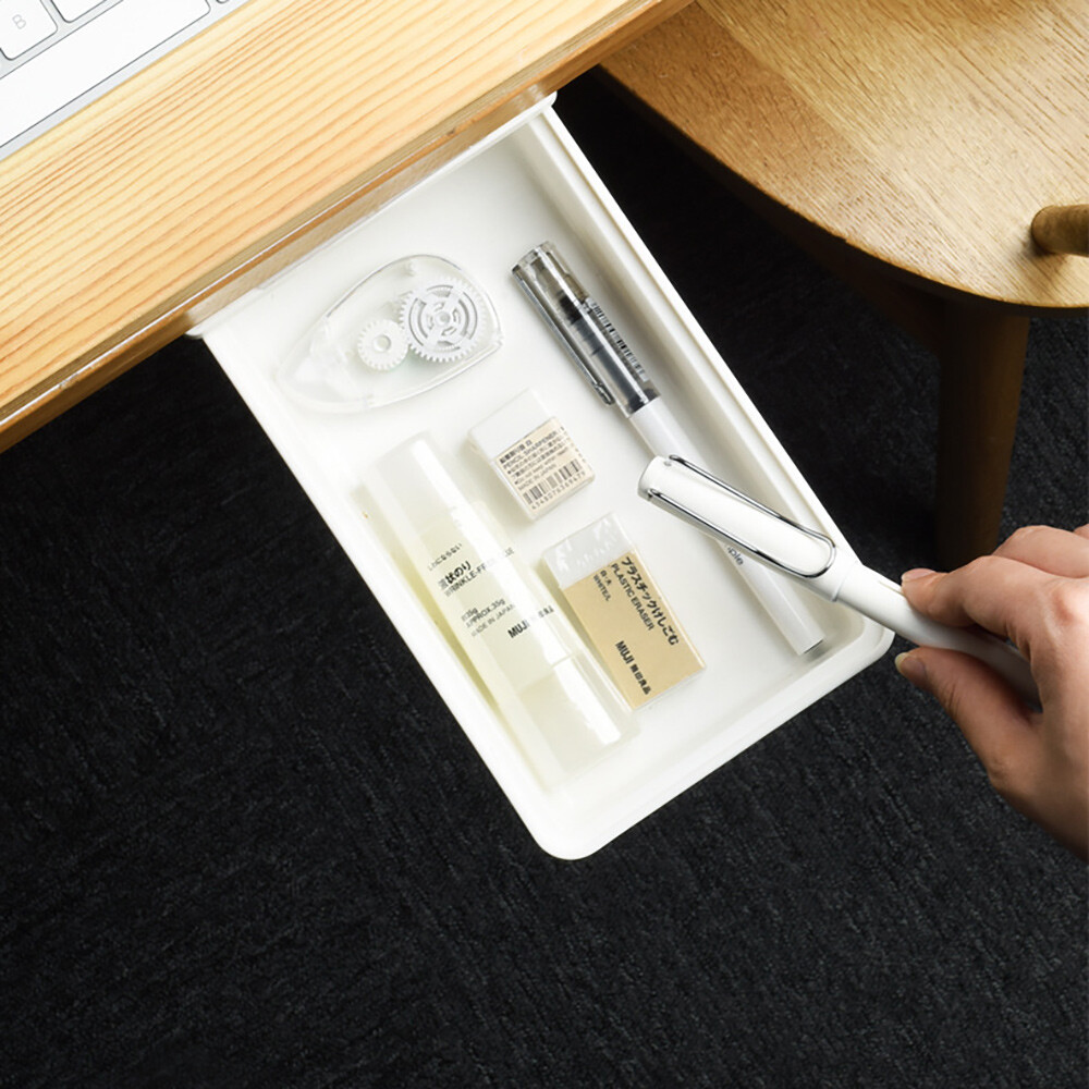 Convenience Drawer Storage Box Under The Table Pullable Design Develop To Bottom
