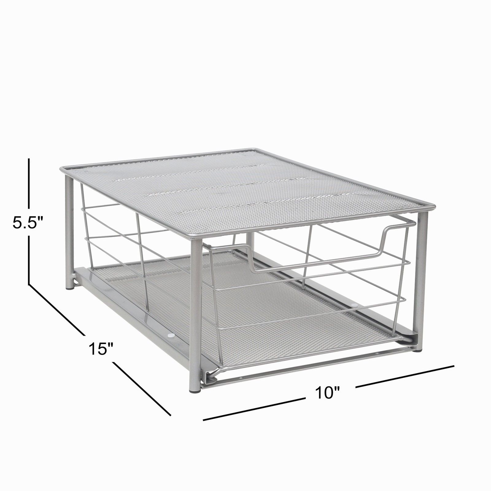 Small Stackable Slide-Out Drawer Organizer, Satin Nickel, 10.03&Prime; x 14.96&Prime;