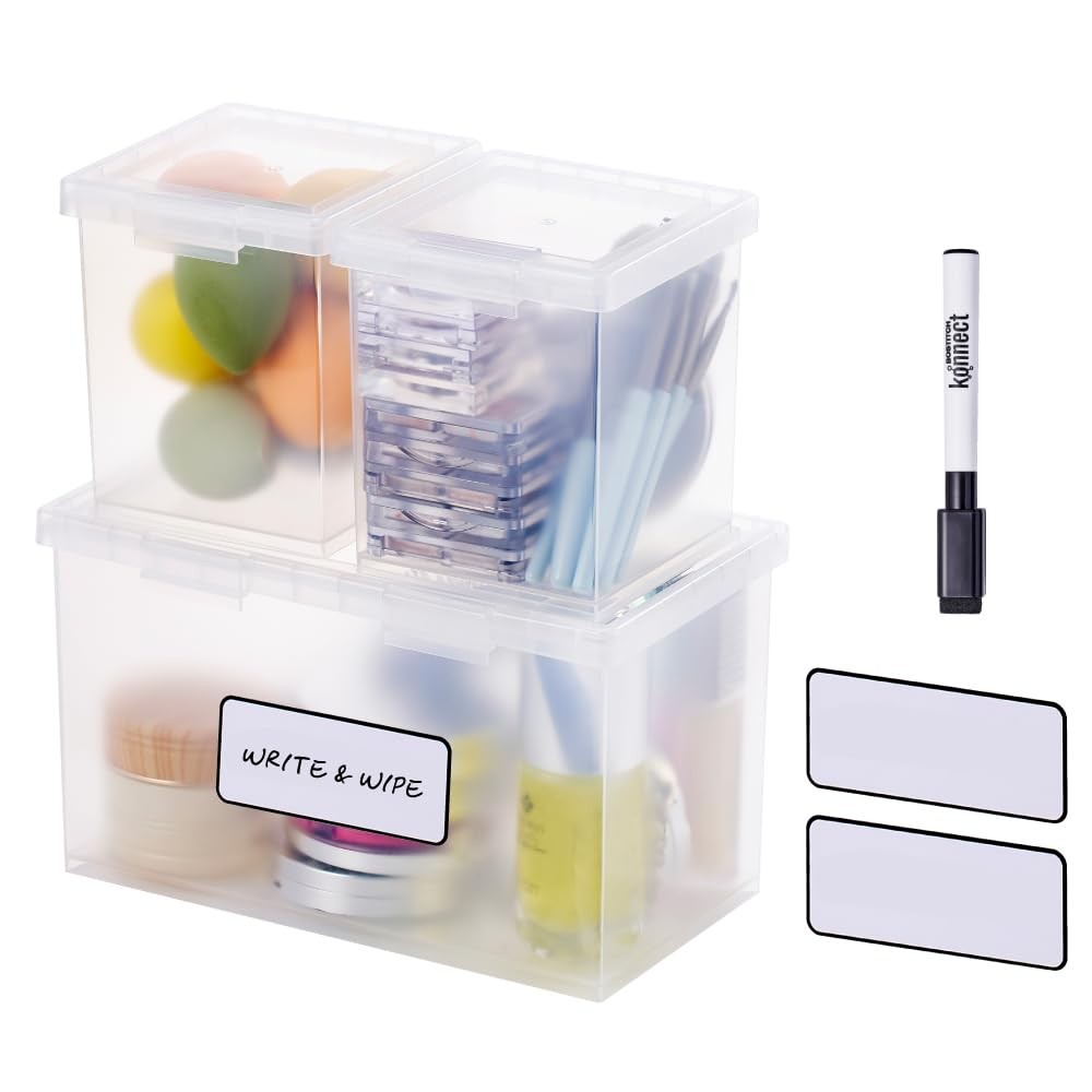 Bostitch Konnect Storage Containers One 1.5-Qt Box, Two 0.5-Qt Boxes, Clear