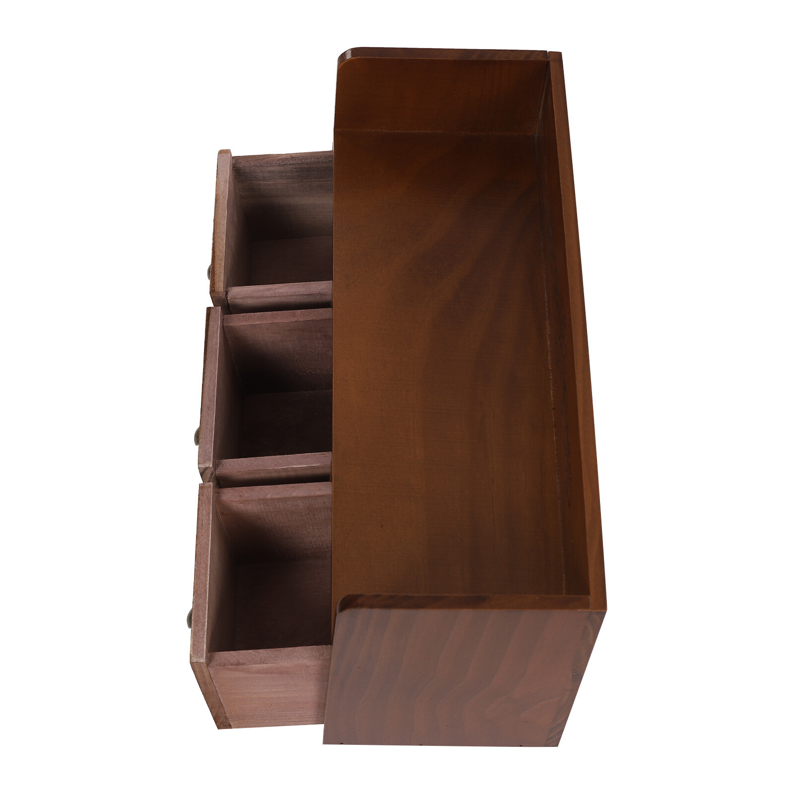 Vintage 3-Drawer Pine Wood Desktop Organizer for Cosmetics and Jewelry