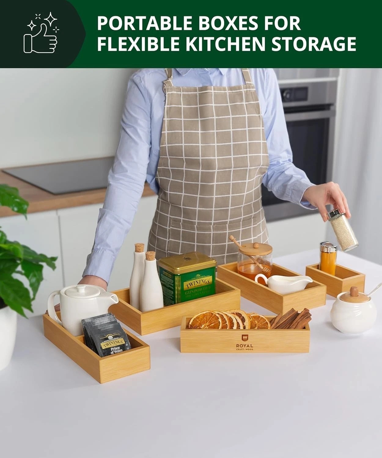 Eco-Friendly Bamboo Storage Boxes – 5-Piece Organizer Set for All Spaces