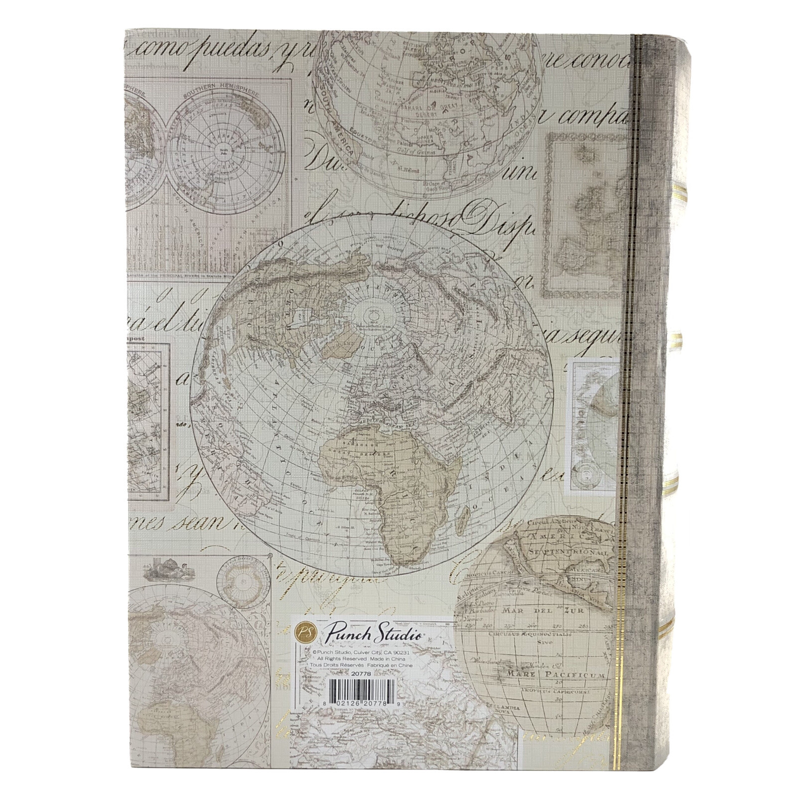 Punch Studio Beige Atlas World Map Memory Gift Book Box 20778
