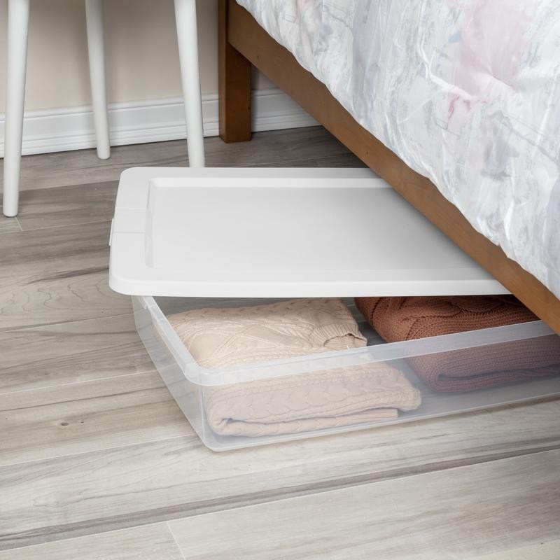 Clear Storage Box Stackable Plastic Organizer Household Item Under Bed Container