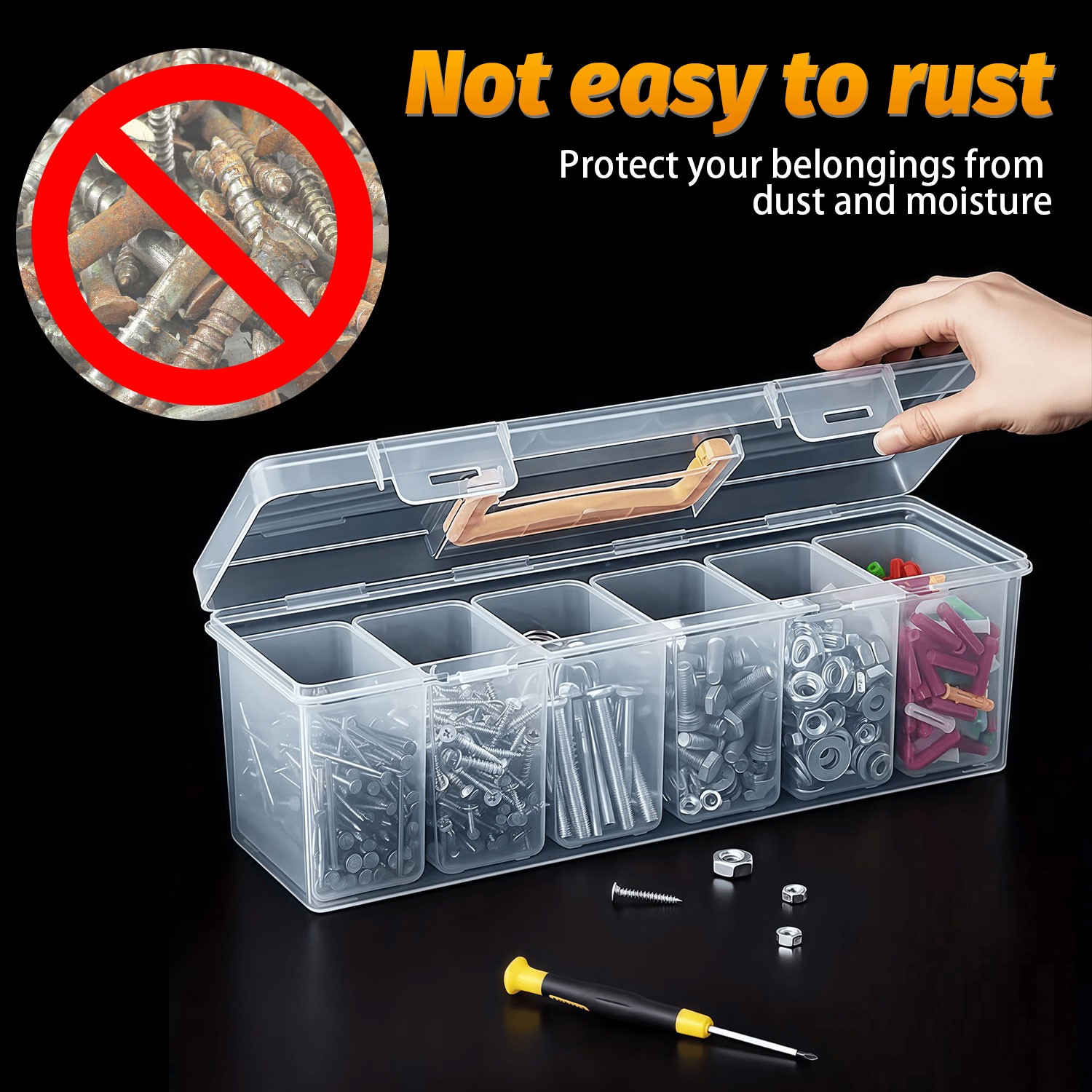 1pcs Storage Box Rectangular Plastic Transparent With Lid Container Case Holder