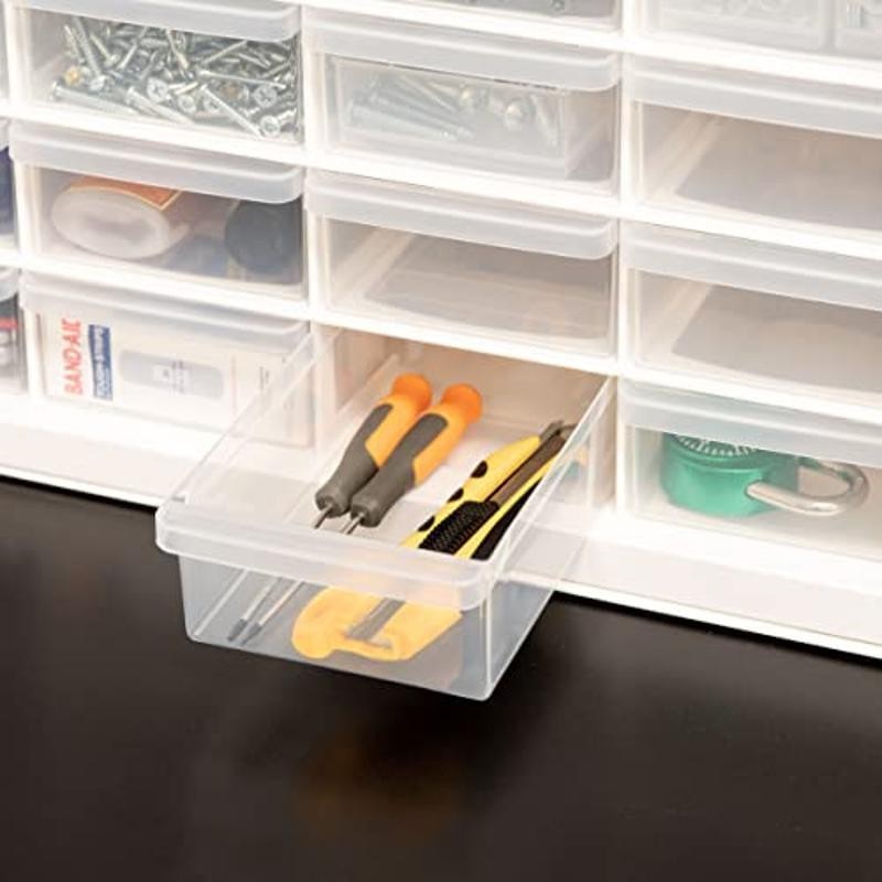 Multi-Purpose Storage Drawer Organizer Craft Nuts Bolts Tools White 19.5x7x15.5