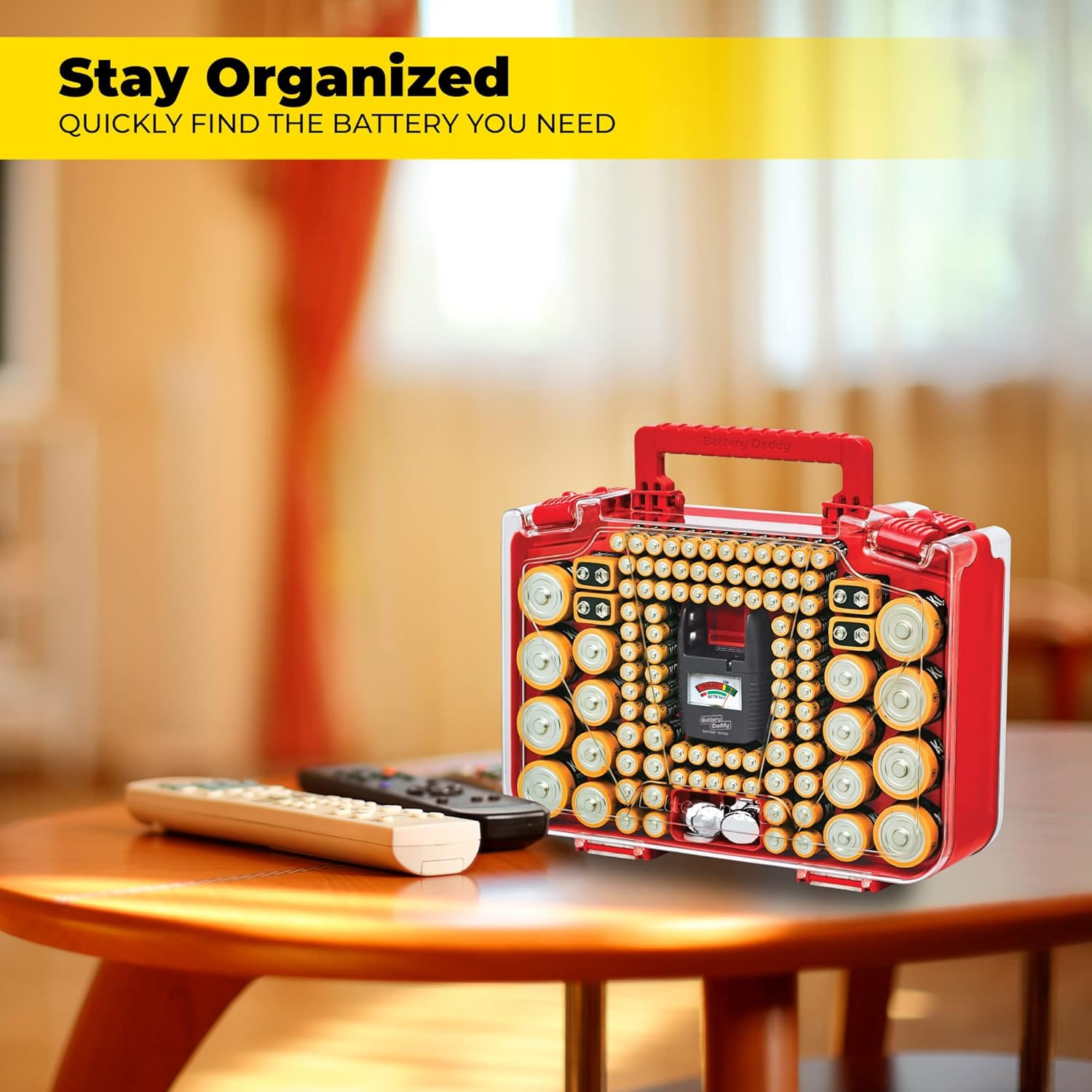 Battery Daddy Smart – Battery Organizer Storage Case with Tester,Stores & Protec