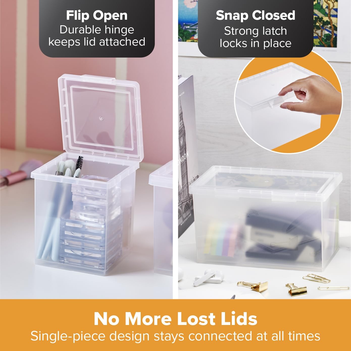 Bostitch Konnect Storage Containers One 1.5-Qt Box, Two 0.5-Qt Boxes, Clear