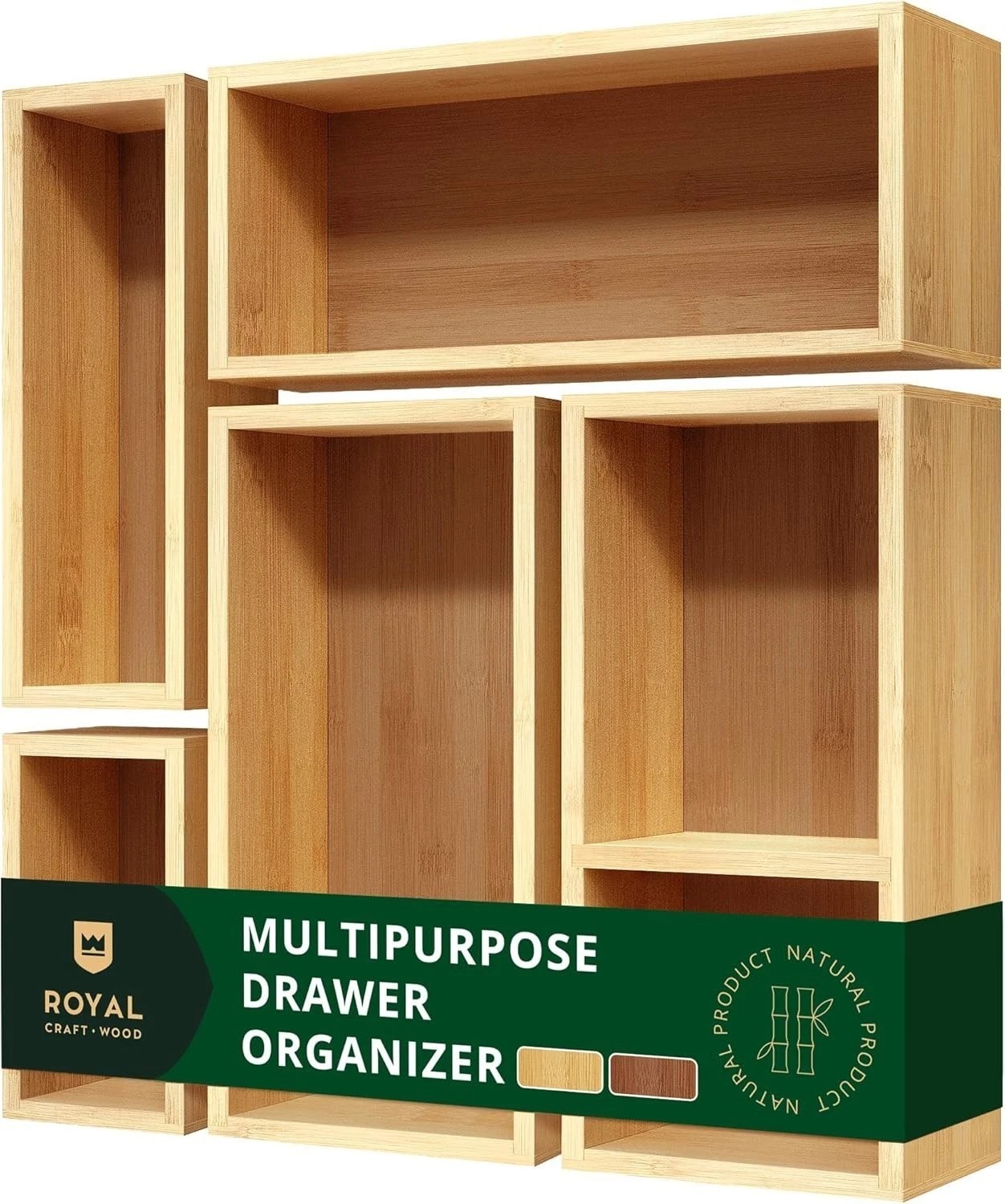 Eco-Friendly Bamboo Storage Boxes – 5-Piece Organizer Set for All Spaces