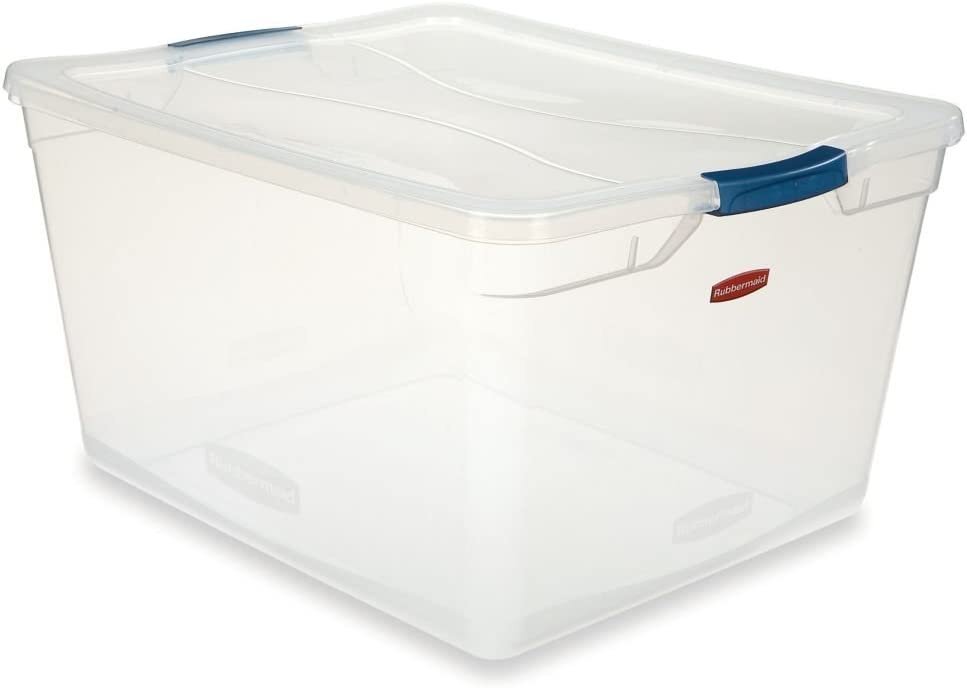 Rubbermaid Clever Store 3Q2900Clmcb Latching Storage Container, 41-Quart, Clear