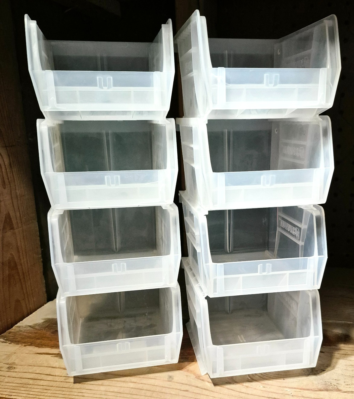 8 BOXES Small Clear Plastic Stackable Storage Bins Boxes L5.5&Prime; x H3&Prime; x W4&Prime;!!