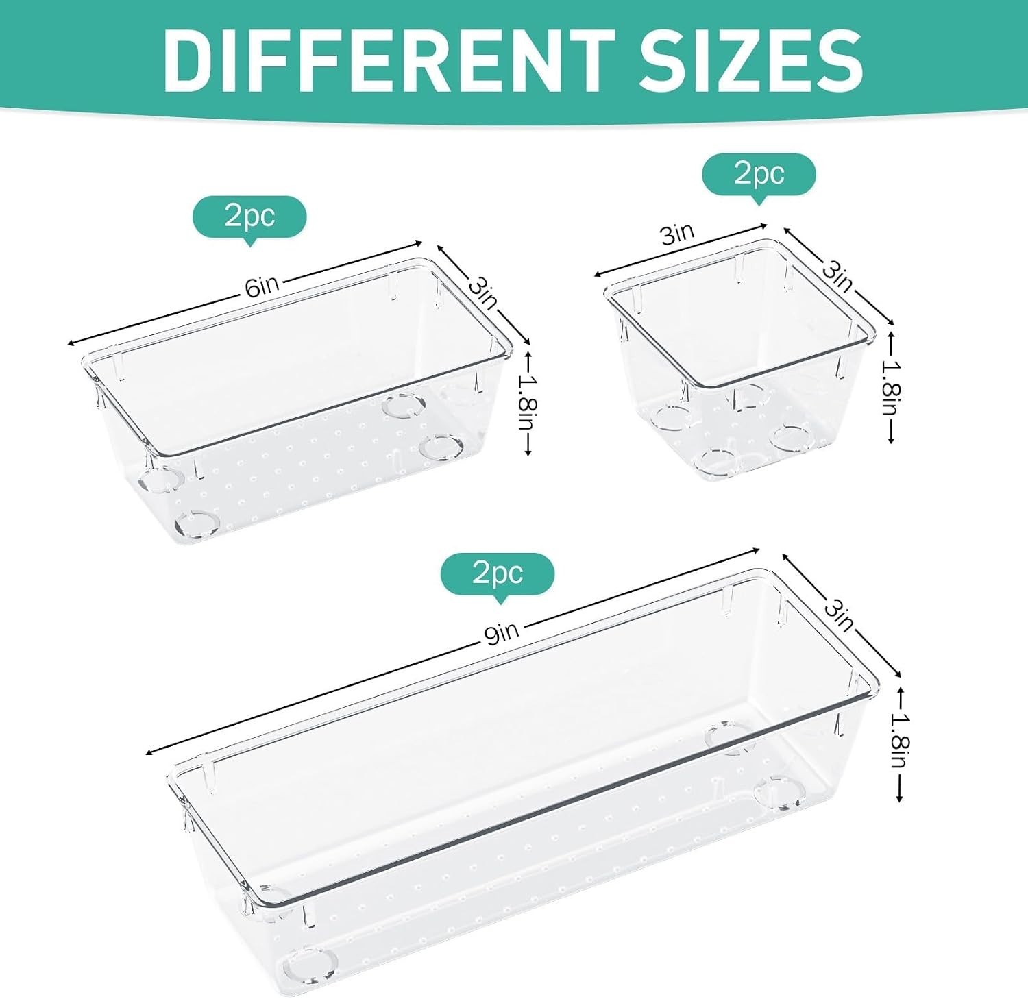 Versatile and Stackable Clear Drawer Storage Trays – Set of 6 for Home or Office