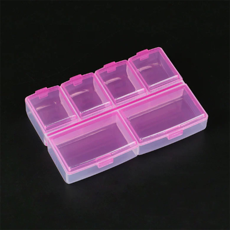 6 Grids Compartment Organiser Storage Box Hard Plastic Organizer Craft Nail Art
