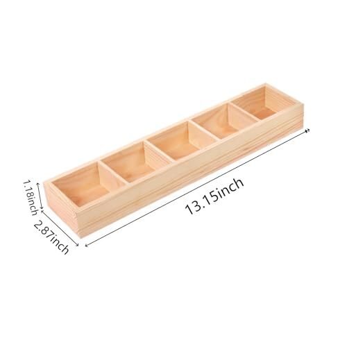 5 Grids Wooden Box Wood Divided Organizer Storage Organizer Container Box
