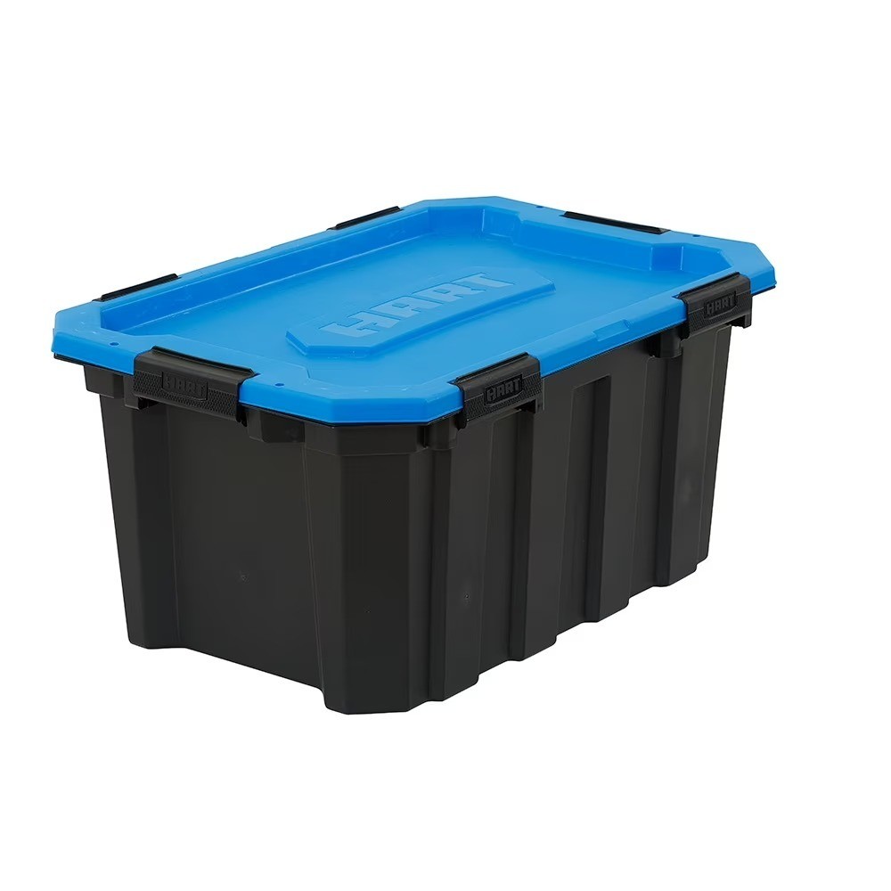 24 Gallon Water Resistant Latching Heavy Duty Plastic Storage Bin, Black