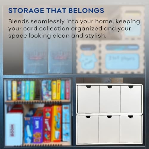 6 Drawer Trading Card Storage Box with 40 Dividers, Cardboard, Water Resistant