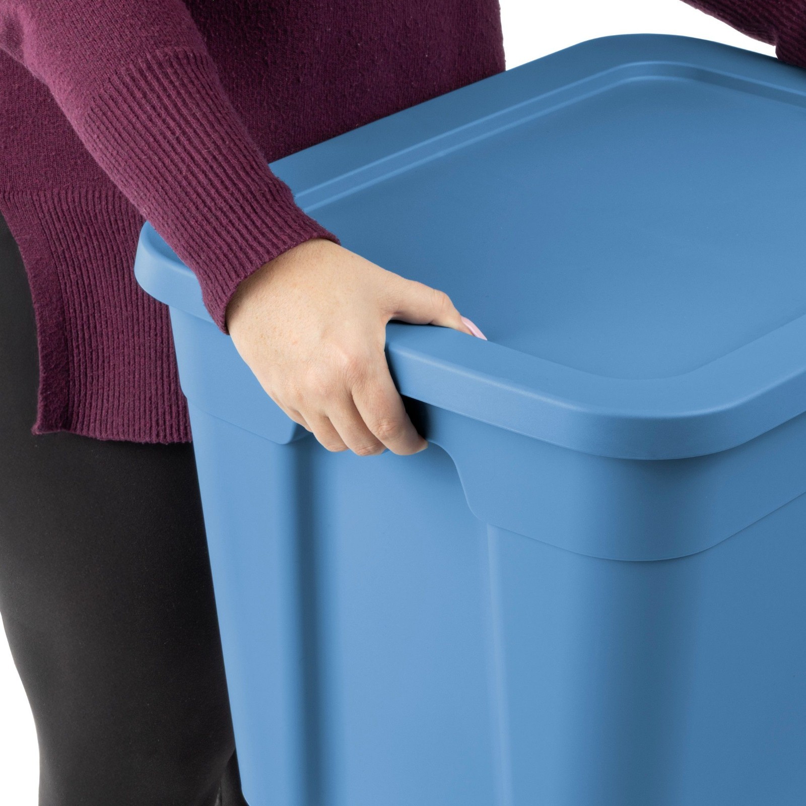 (8 pack) 18 Gallon Tote, Plastic Storage Bin with Snap-on Lid, Stackable, Blue
