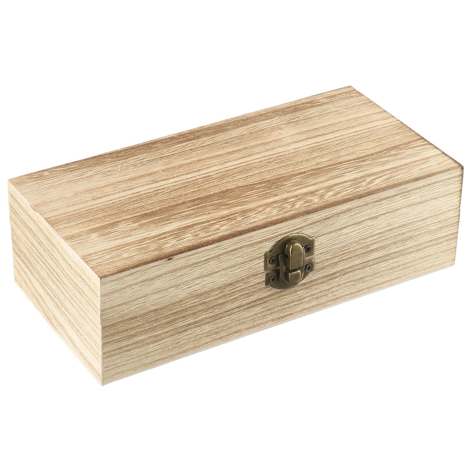 Design Wood Storage Box With Clamshell Opening and Metal Buckle