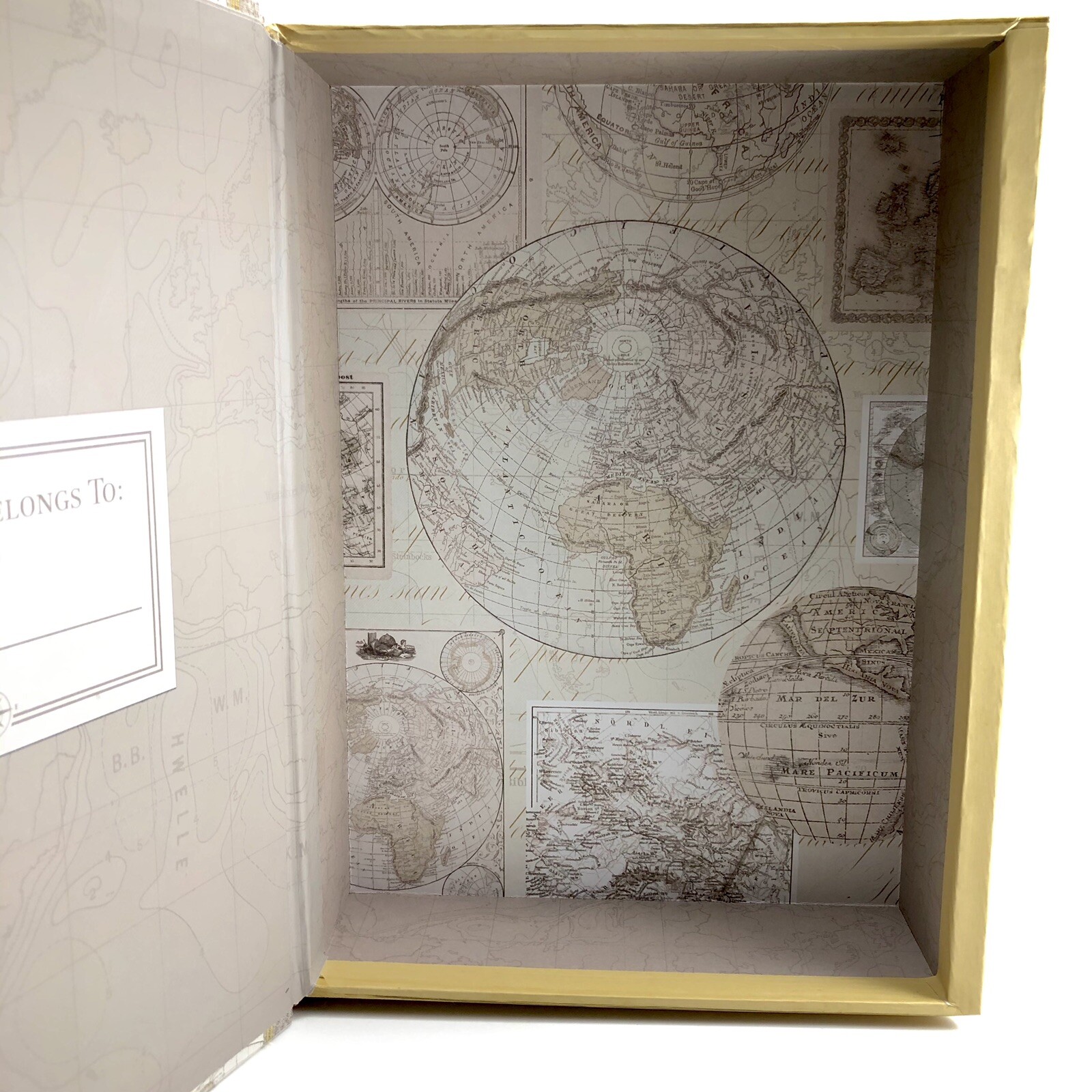 Punch Studio Beige Atlas World Map Memory Gift Book Box 20778