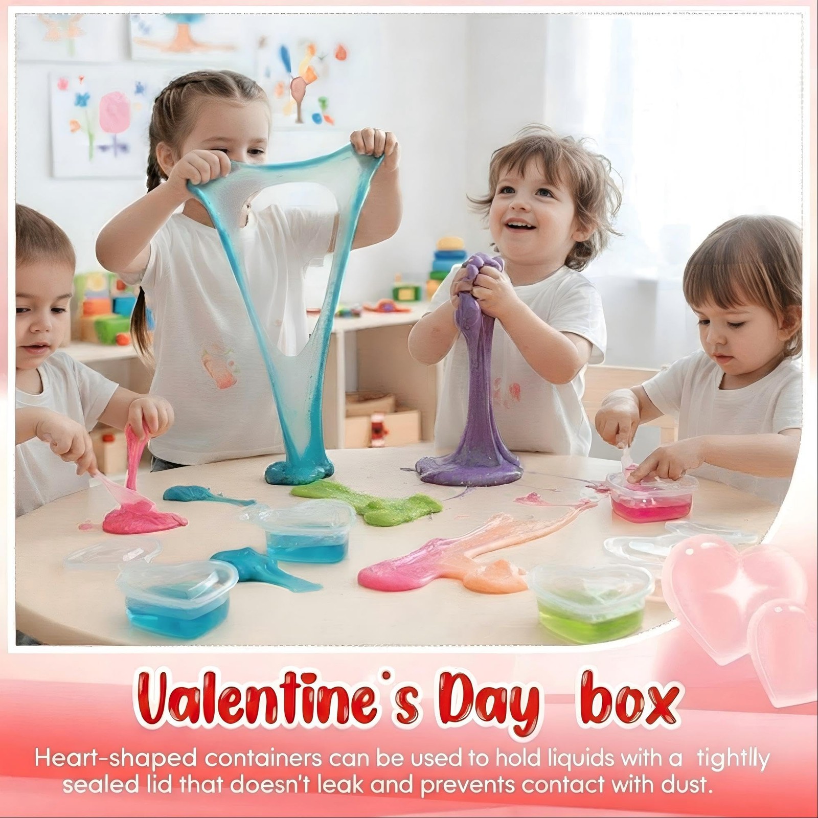 5 oz Heart Shaped Transparent Plastic Storage Container Box With Lid 50 PCS