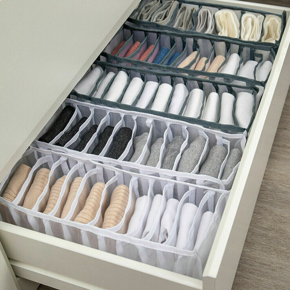 3PCS Foldable Drawer Organizer Divider Closet Storage Box For Underwear Bra Sock