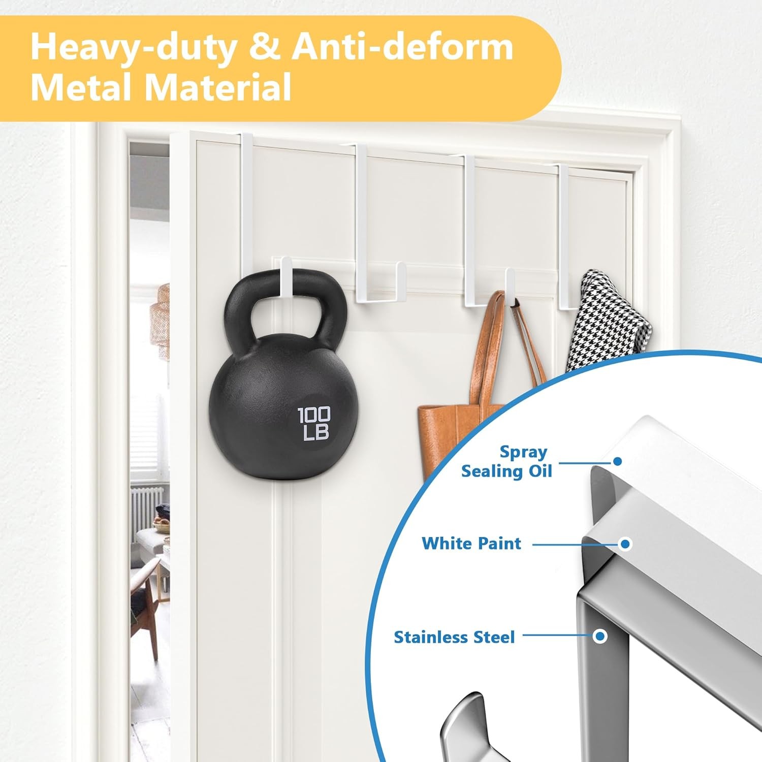 Updated 6&Prime; Over The Door Hooks (10 PCS) Fit Almost All Doors up to 1-3/4&Prime;, Widen