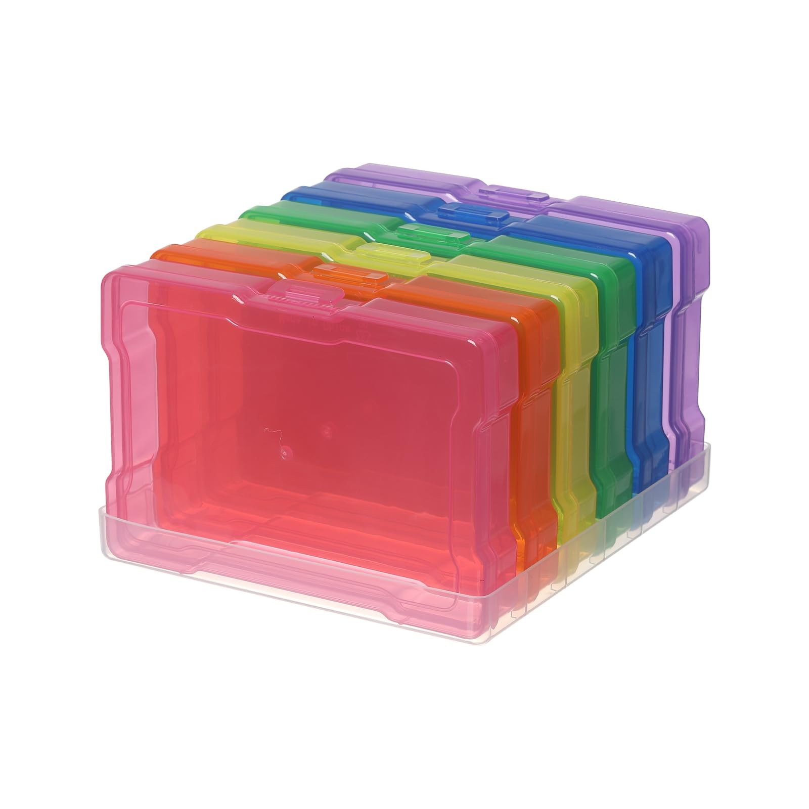 6 Pack 4”x6” Photo Storage Boxes – Multi-Colored Plastic Organizer Cases with…