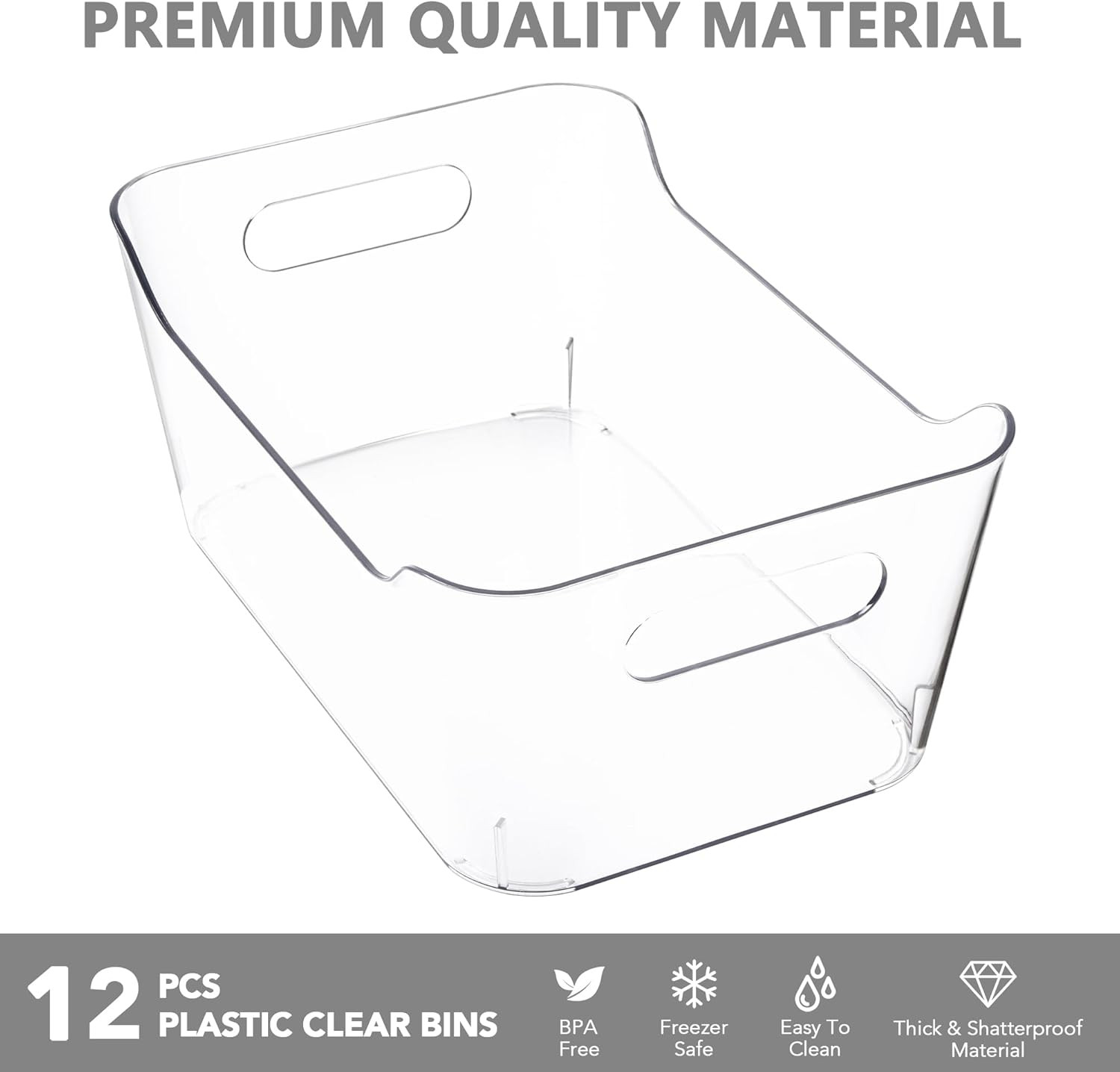 Tiawudi 12 Pack Plastic Storage Bins, Multi-Use Organizer Bins, Pantry Organizer