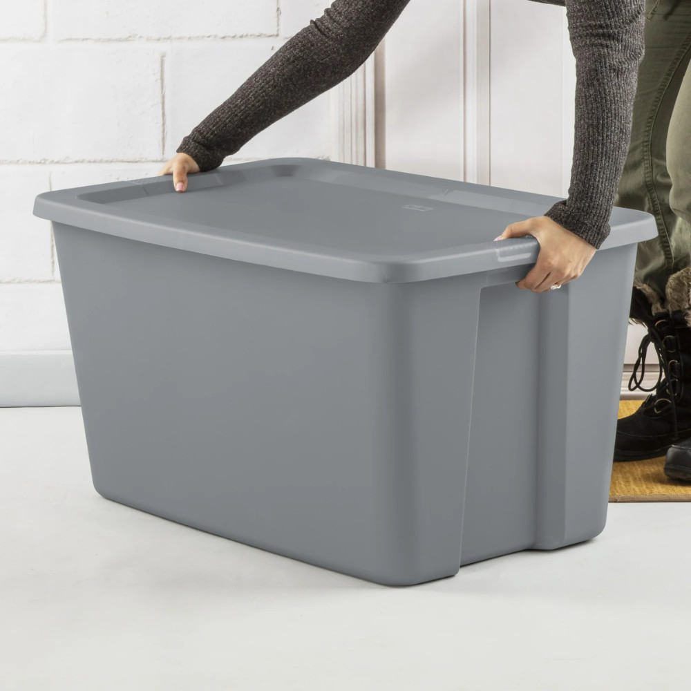 6Pack Sterilite 30 Gallon Latch Tote Plastic Storage Bin Gray, Stackable Box Set