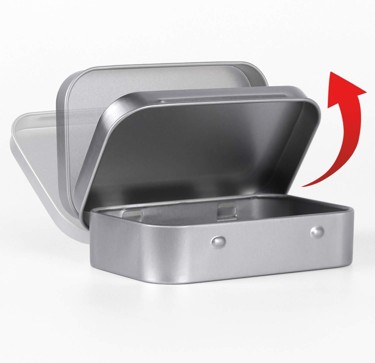 40 Pack Metal Rectangular Empty Hinged Tins, Silver Mini Portable Box Containers