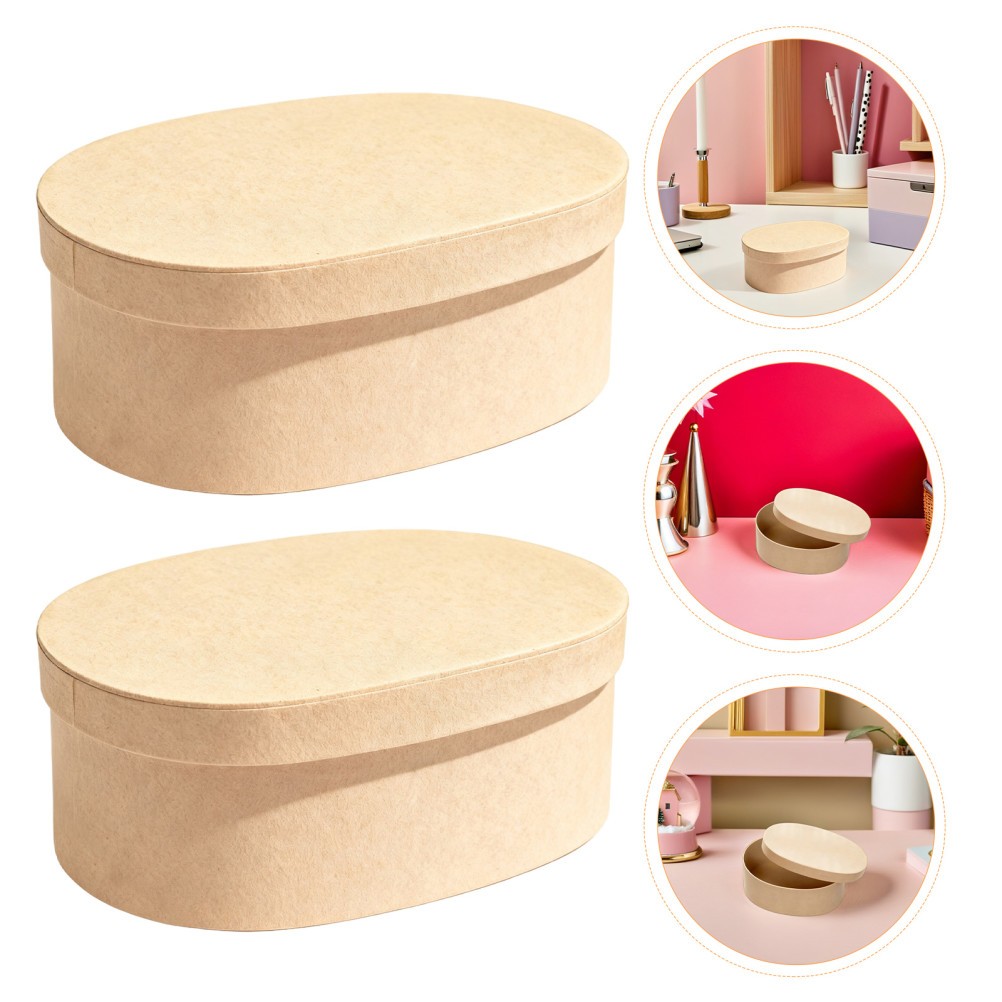 4 Pcs Oval Gift Box Pressed Flower Storage Kit Gifts Kraft Boxes