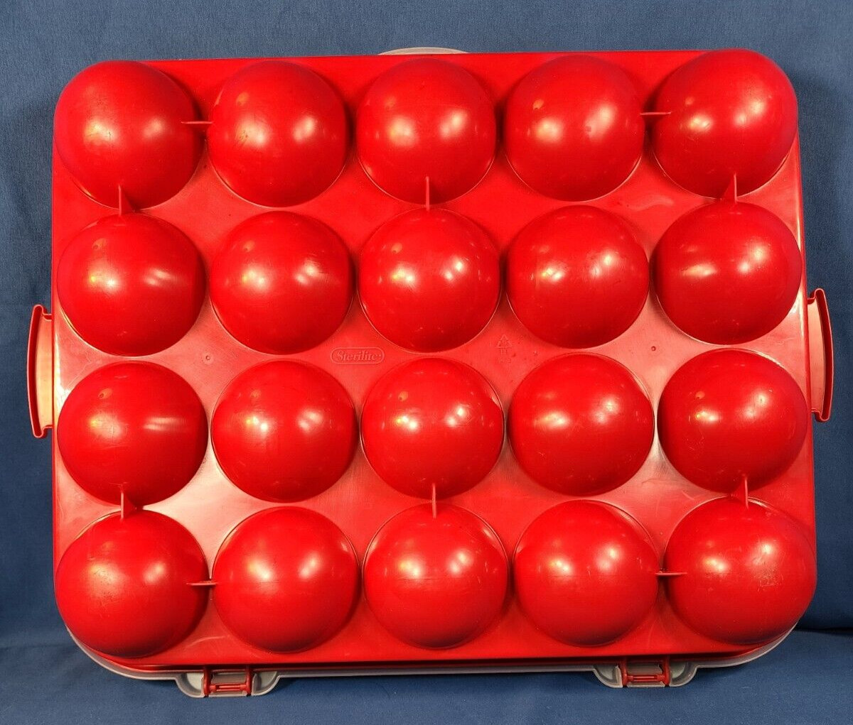 Sterilite 20 Compartment Christmas Holiday Ornament Box Storage Case, Red