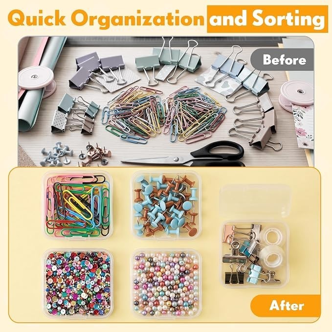 6Pc Clear Plastic Storage Boxes Mini Bead Jewelry Craft Organizer Cases