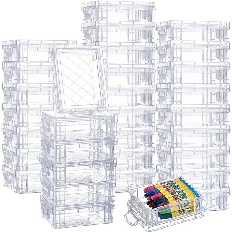 32 Pack Plastic Crayon Boxes Stackable Art Supply Organizers Storage Solutions