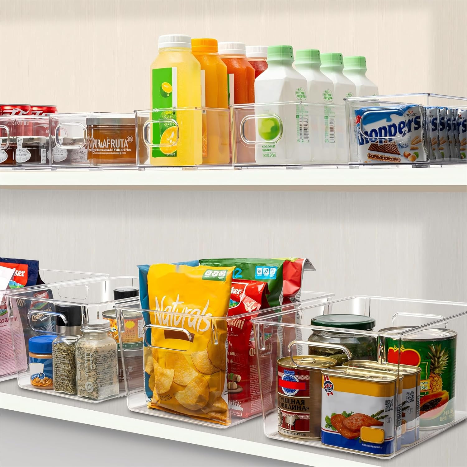 Tiawudi Set of 10 Clear Plastic Storage Bins, 4 Large and 6 Small Stackable Stor