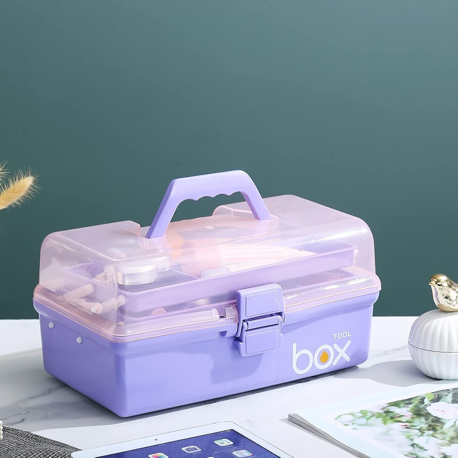 12 » Three-Layer Clear Plastic Storage Box/Tool Box, Multipurpose Organizer a…