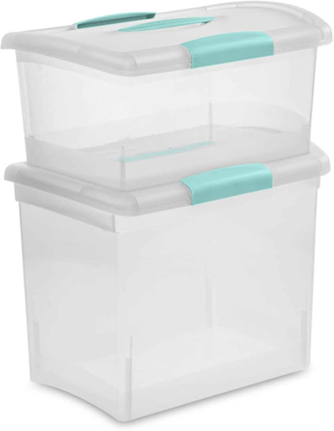 6 Pack Stackable Storage Bin with Latch Lid, Medium Nesting Showoffs, Clear