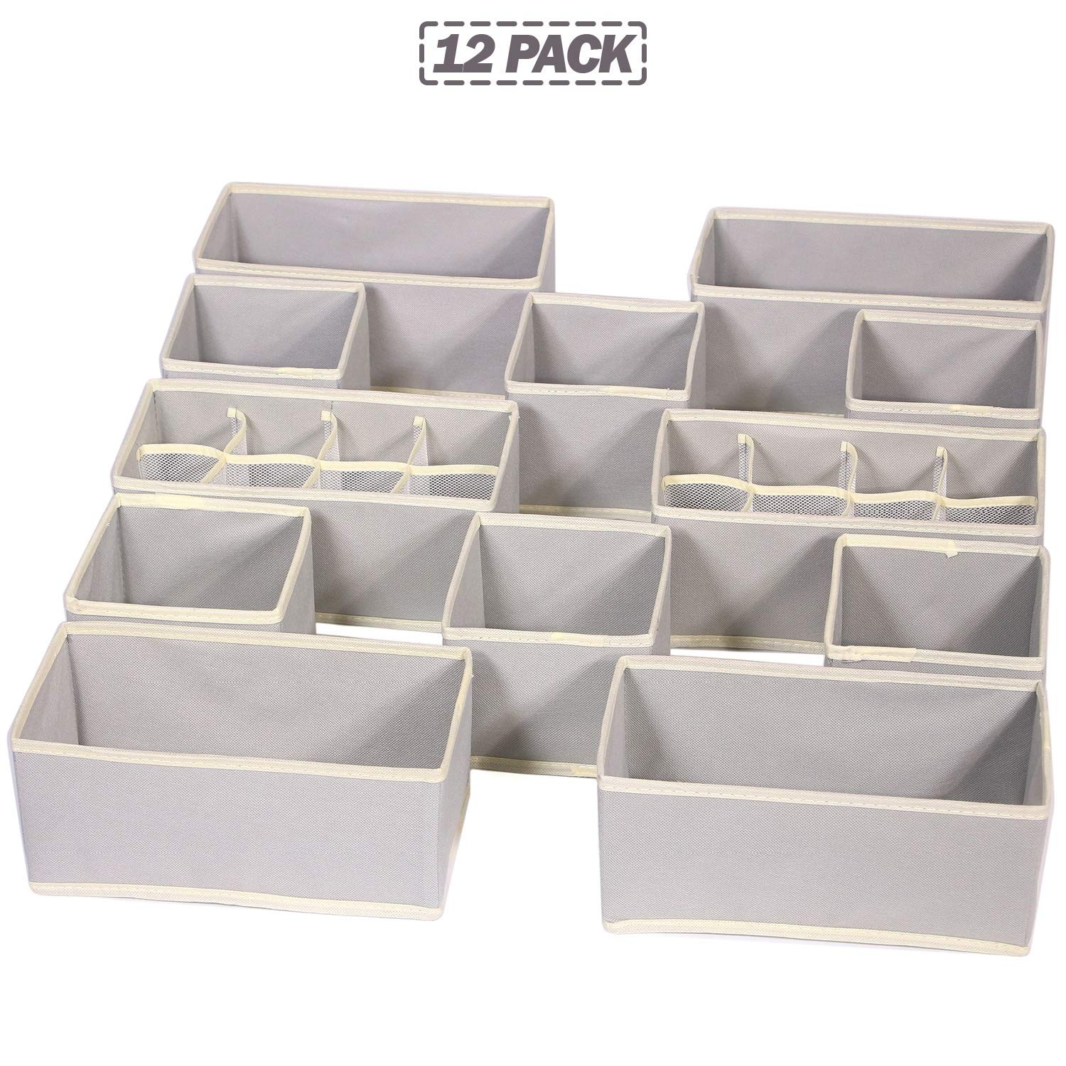 Set of 12 Foldable Drawer Organizer Dividers Cloth Storage Closet Dresser Org…