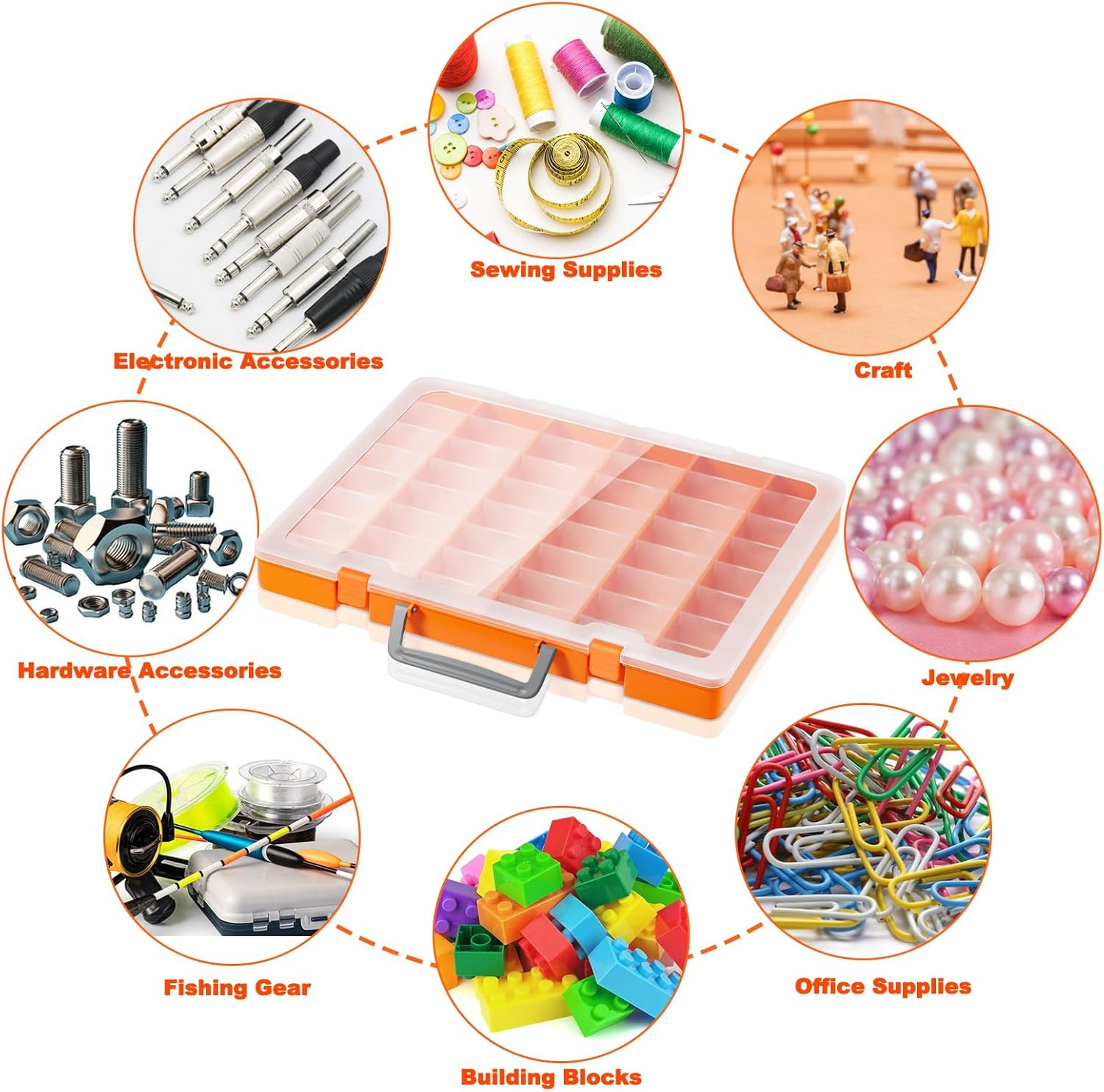 48 Grids Large Plastic Organizer Box with Adjustable Dividers, Beads Storage Con